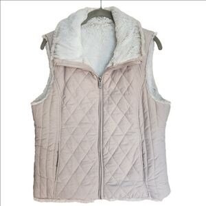 WEATHERPROOF 1948 REVERSIBLE OUTERWEAR QUILTED FAUX FUR VEST SIZE MEDIUM EUC